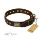 FDT Artisan incredible Leather Dog Collar "Sparkling Bronze"