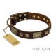 FDT Artisan incredible Leather Dog Collar "Sparkling Bronze"