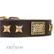 FDT Artisan incredible Leather Dog Collar "Sparkling Bronze"