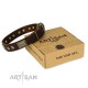 FDT Artisan incredible Leather Dog Collar "Sparkling Bronze"