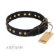 Studded Leather Dog Collar "Black Elegance" by FDT Artisan