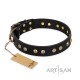 Genietetes Leder Hundehalsband Schwarz "Black Elegance" von FDT Artisan