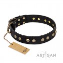 Studded Leather Dog Collar "Black Elegance" by FDT Artisan