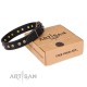 Genietetes Leder Hundehalsband Schwarz "Black Elegance" von FDT Artisan